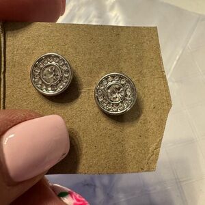 Silver Crystal Stud Earrings